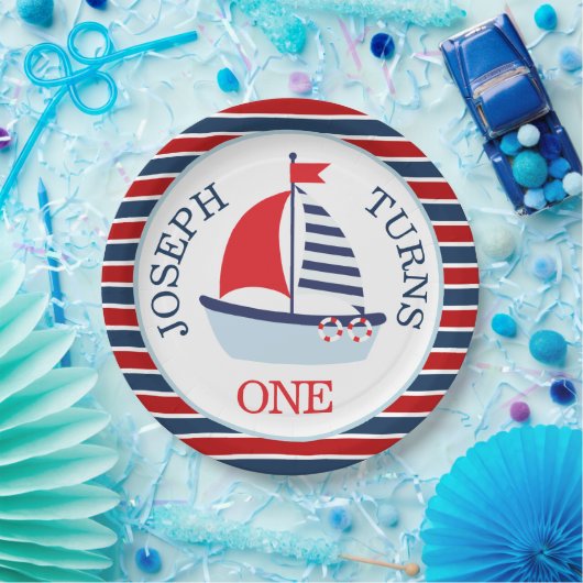 Schattige zeilboot thema papieren bordje (Feest)