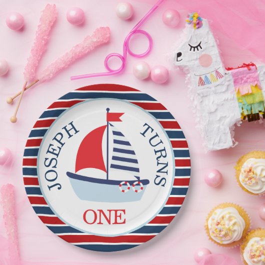 Schattige zeilboot thema papieren bordje (Feest)