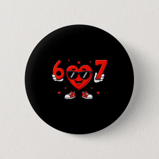 Schattige Zes Zeven 67 Gen Alpha Ronde Button 5,7 Cm (Voorkant)