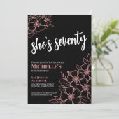Schattige Zeventig Zwart Roos Goud 70e Verjaardags Kaart (Staand voorkant)