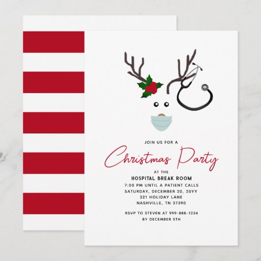 Schattige Ziekenhuis Kerstfeest Rode rendieren Kaart (Voorkant / Achterkant)