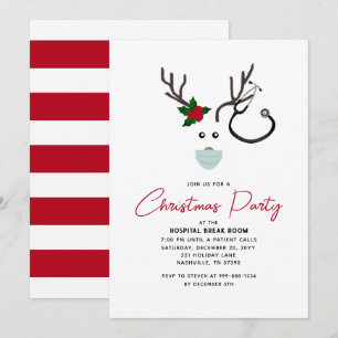 Schattige Ziekenhuis Kerstfeest Rode rendieren Kaart