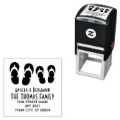 Schattige Zijn & Haar Teenslippers Paar Naam Adres Zelfinktende Stempel (In situ)