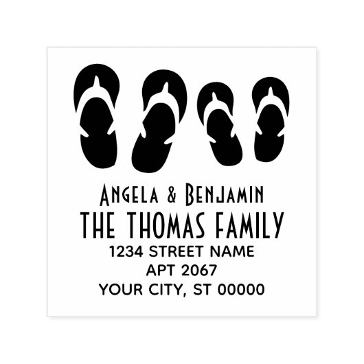 Schattige Zijn & Haar Teenslippers Paar Naam Adres Zelfinktende Stempel (Design)