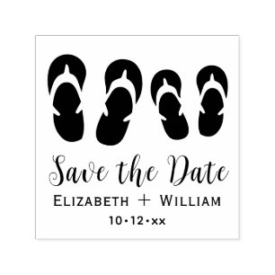 Schattige Zijn & Hars Flip Flops Huwelijk Save the Zelfinktende Stempel