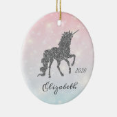 Schattige zilver Glitter Unicorn Bokeh Keramisch Ornament (Rechts)