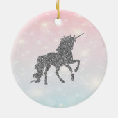 Schattige zilver Glitter Unicorn Bokeh Keramisch Ornament (Achterkant)