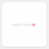 Schattige Zilver Roze Veel liefde Roze Hart Tekst Vierkante Sticker (Voorkant)