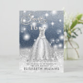 Schattige zilveren jurk met een glittery ombre kaart (Staand voorkant)