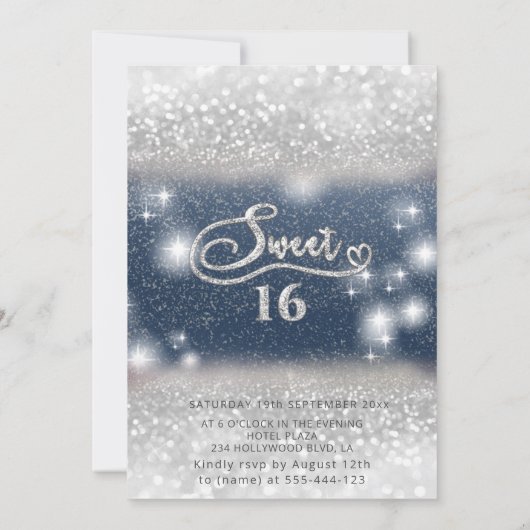 Schattige zilveren jurk met een glittery ombre kaart (Achterkant)