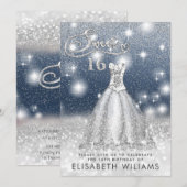 Schattige zilveren jurk met een glittery ombre kaart (Voorkant / Achterkant)