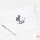 schattige zilveren kiwi-vogel en zilverfern in noo ronde sticker (Envelop)