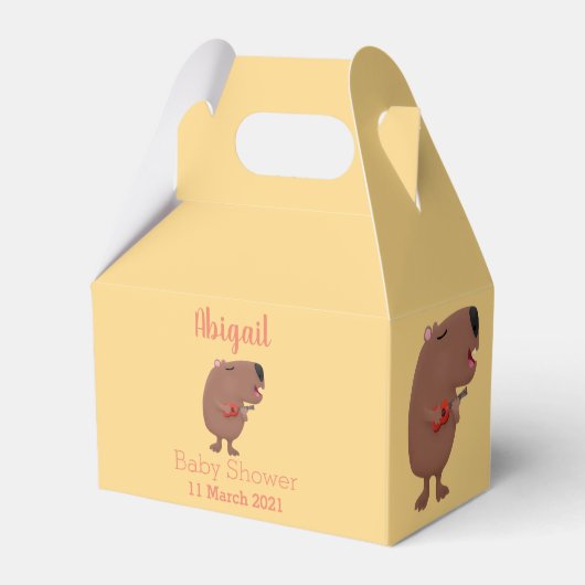 Schattige zingen Capybara gepersonaliseerde verjaa Bedankdoosjes (Achterkant)