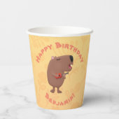 Schattige zingen Capybara gepersonaliseerde verjaa Papieren Bekers (Achterkant)