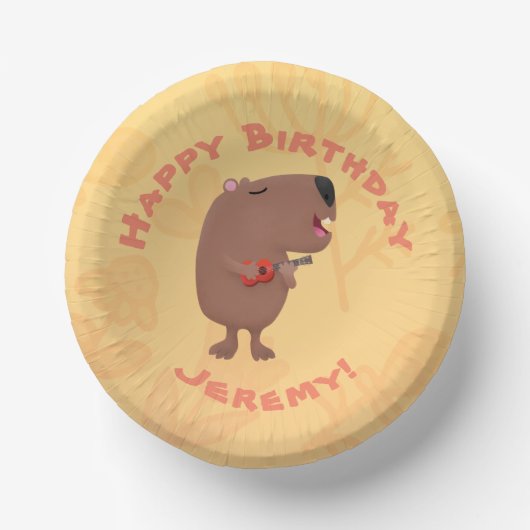 Schattige zingen Capybara gepersonaliseerde verjaa Papieren Kommen (Voorkant)