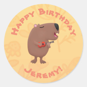 Schattige zingen Capybara gepersonaliseerde verjaa Ronde Sticker