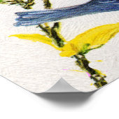 Schattige zingende blauwe vogel boom poster (Hoek)