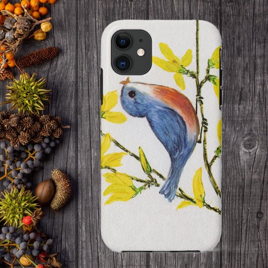 Schattige zingende blauwe vogel boomtak Case-Mate iPhone case