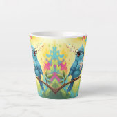 Schattige zingende blauwe vogel Latte mok (Voorkant)