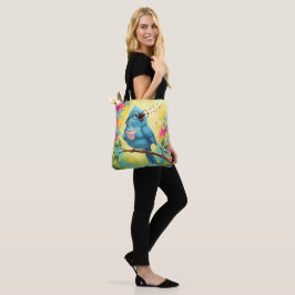 Schattige zingende blauwe vogel stijlvolle tote |  bag