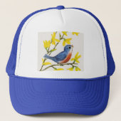 Schattige zingende blauwe vogelaar trucker pet (Voorkant)
