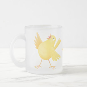 Schattige zingende gele kanarie vogel cartoon  matglas koffiemok