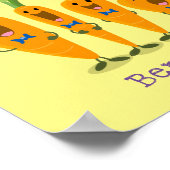 Schattige zingende karottenkwartet cartoonillustra poster (Hoek)