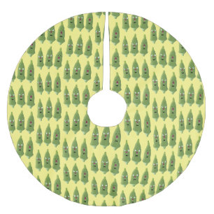 Schattige zingende okra groente cartoon kerstboom rok