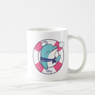Schattige zingende zeiler dolfijn, gepersonaliseer koffiemok