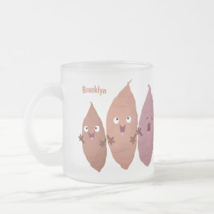 Schattige zingende zoete aardappels cartoon groent matglas koffiemok