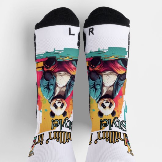 Schattige zitpanda | Levendige kunstdruk Sokken (Top)