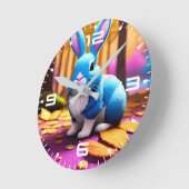 Schattige Zittend Blauw Konijnenportret Ronde Klok (Hoek)