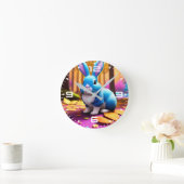 Schattige Zittend Blauw Konijnenportret Ronde Klok (Huis)