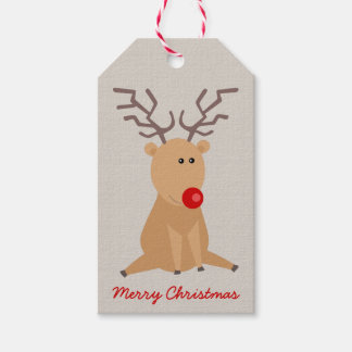 Schattige zittend rendier rustieke kerstcadeau Lab Cadeaulabel