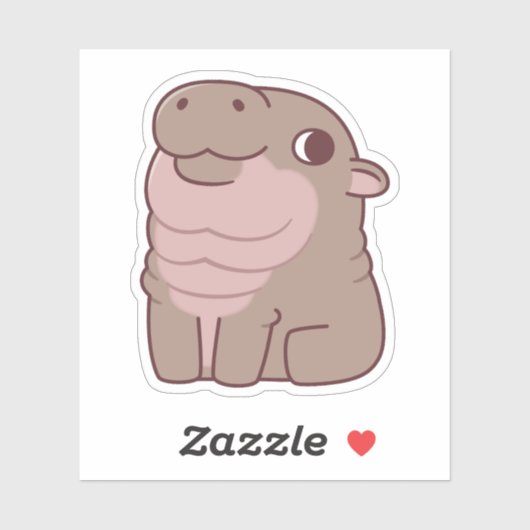 Schattige Zittende Dwergnijlpaard Sticker (Vel)