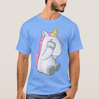 Schattige zittende eenhoorn ogen gesloten verstopp t-shirt
