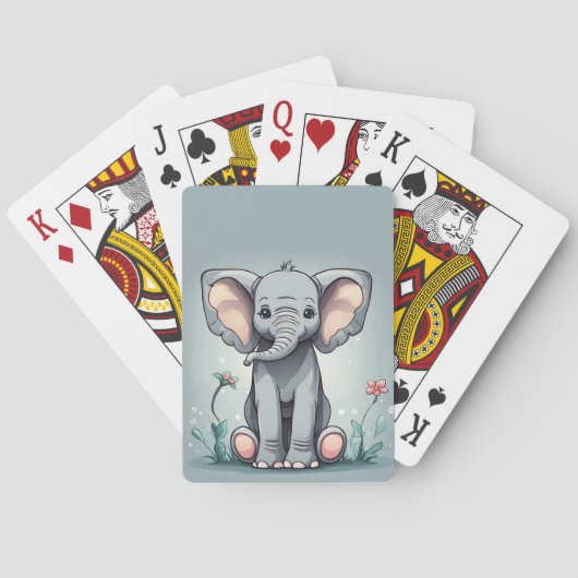 Schattige zittende olifant pokerkaarten (Achterkant)