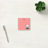 Schattige Zittende Panda Monogram Zalmroze Post-it® Notes (Kantoor)