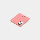 Schattige Zittende Panda Monogram Zalmroze Post-it® Notes (Schuin)