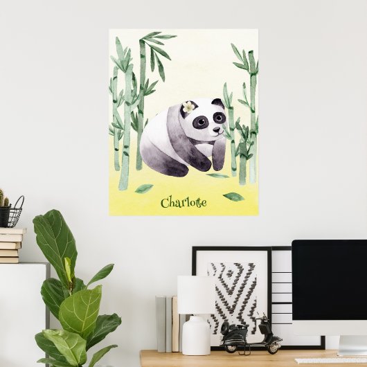 Schattige zittende panda poster (Thuiskantoor)
