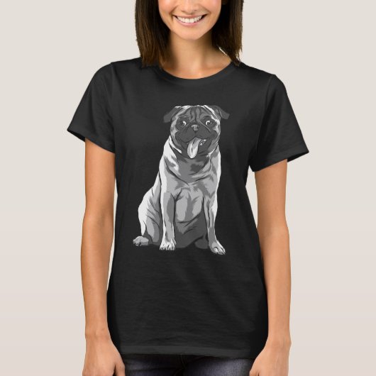 Schattige zittende Pug 717 T-shirt (Voorkant)