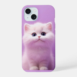 Schattige zittende witte kat iPhone 15 case