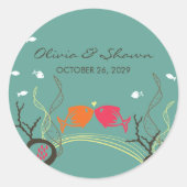 Schattige zoenen Vissen Oceaan Zee Koralen Strand Ronde Sticker (Voorkant)