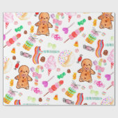Schattige Zoet Snoep Ice Cream Gingerbread Candyla Cadeaupapier (Vlak)