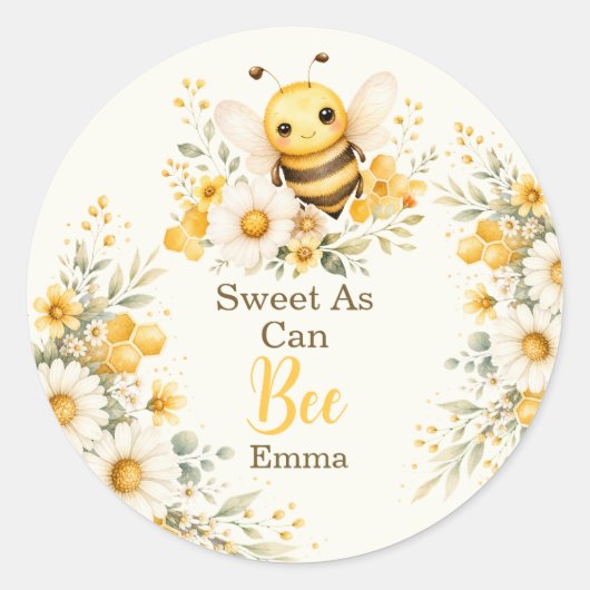 Schattige Zoete Bij Ronde Sticker (Voorkant)