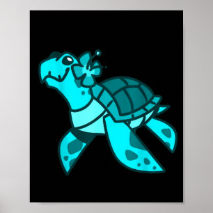 Schattige zoete cartoon zeeschildpad oceaan dier k poster