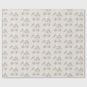 Schattige Zoete Crème Witte Konijnen Kerstmis Cadeaupapier (Vlak)