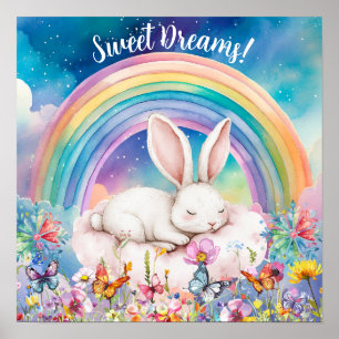 Schattige Zoete Dromen Bloemrijke Regenboog & Koni Poster