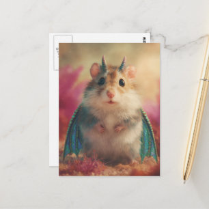 Schattige Zoete Hamster Draak met Hoorns Briefkaart