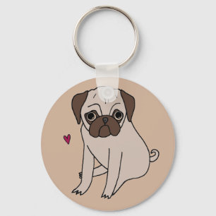 Schattige zoete puggen sleutelhanger